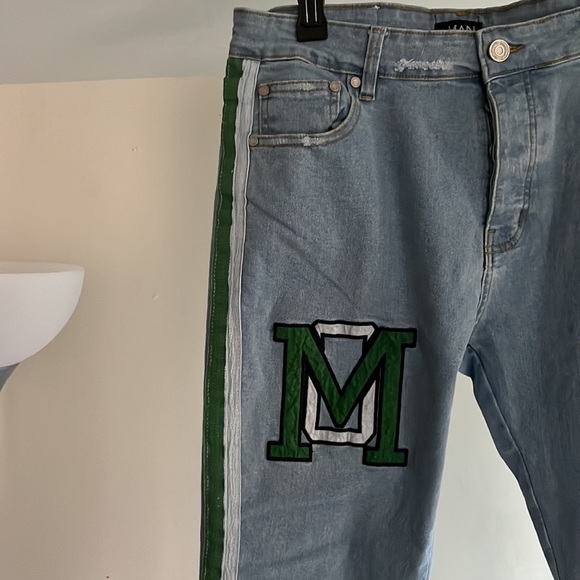 SKINNY STRETCH VARSITY JEANS WITH SIDE TAPE 🏈💚 - Picture 3 of 5